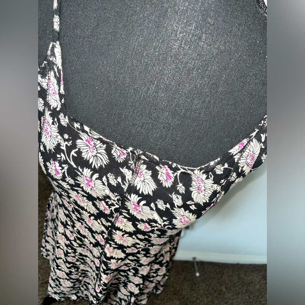 Floral Cami Dress | Black Pink Mini Dress | Adjustable Straps | Size Medium - Picture 4 of 8